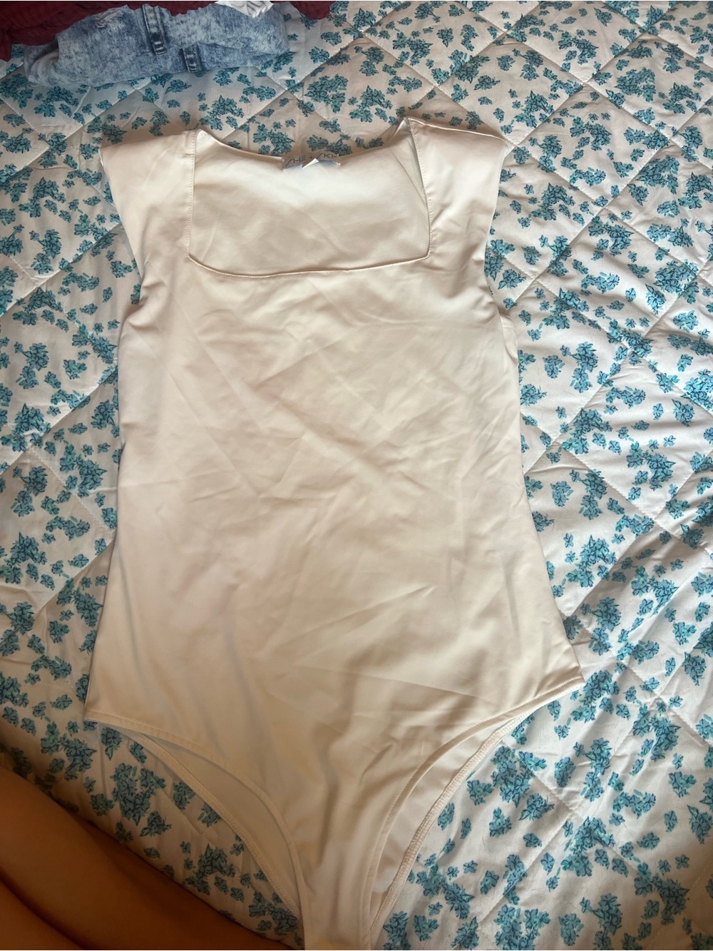 She + Sky Cream Square-Neck Bodysuit